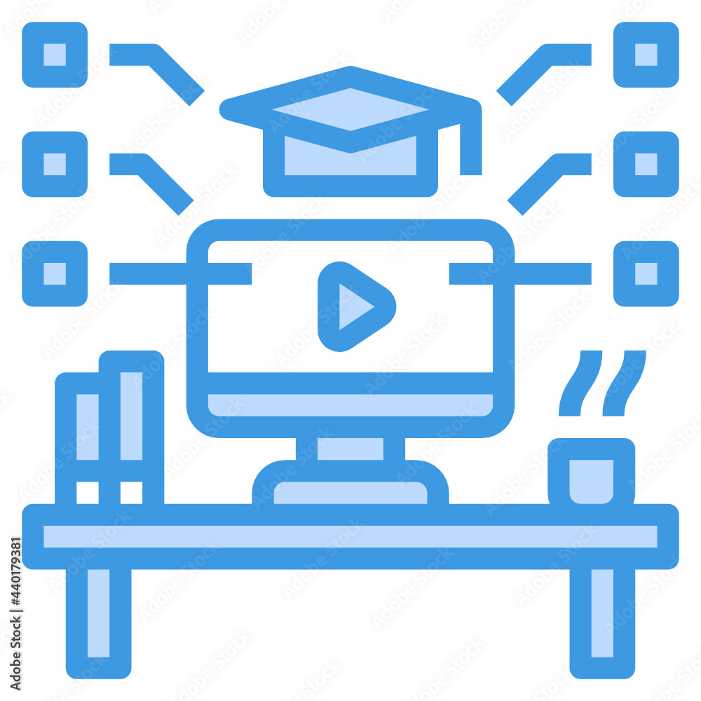 Elearning blue outline icon Elearning blue outline icon