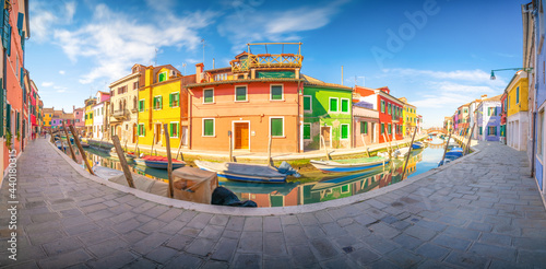 Panorama of Burano Island near Venice in Italy