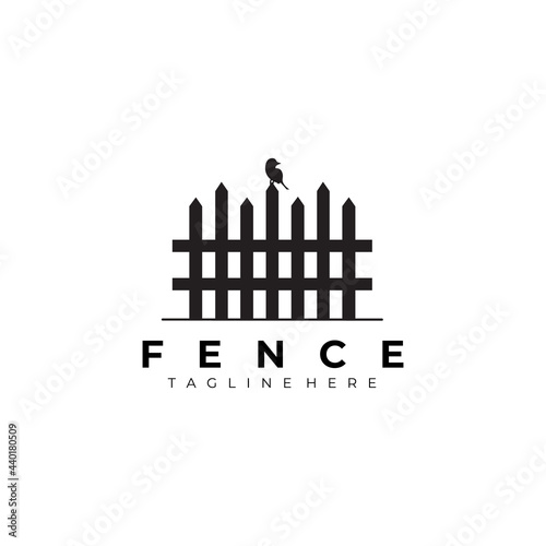 fence logo line art vector illustration design creative nature minimalist monoline outline linear simple modern ancient hipster