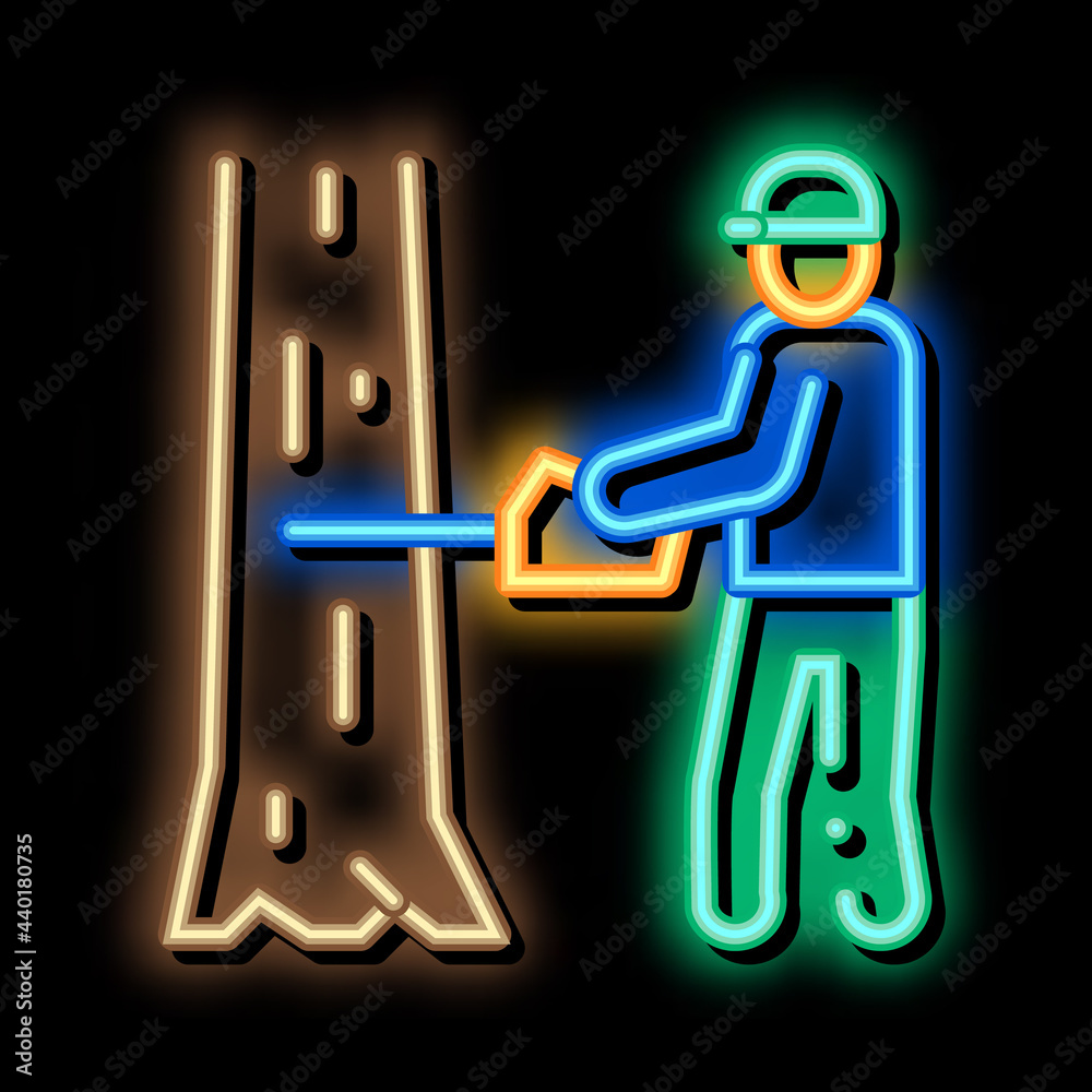 tree felling worker neon light sign vector. Glowing bright icon tree felling worker sign. transparent symbol illustration tree felling worker neon light sign vector. Glowing bright icon tree felling worker sign. transparent symbol illustration