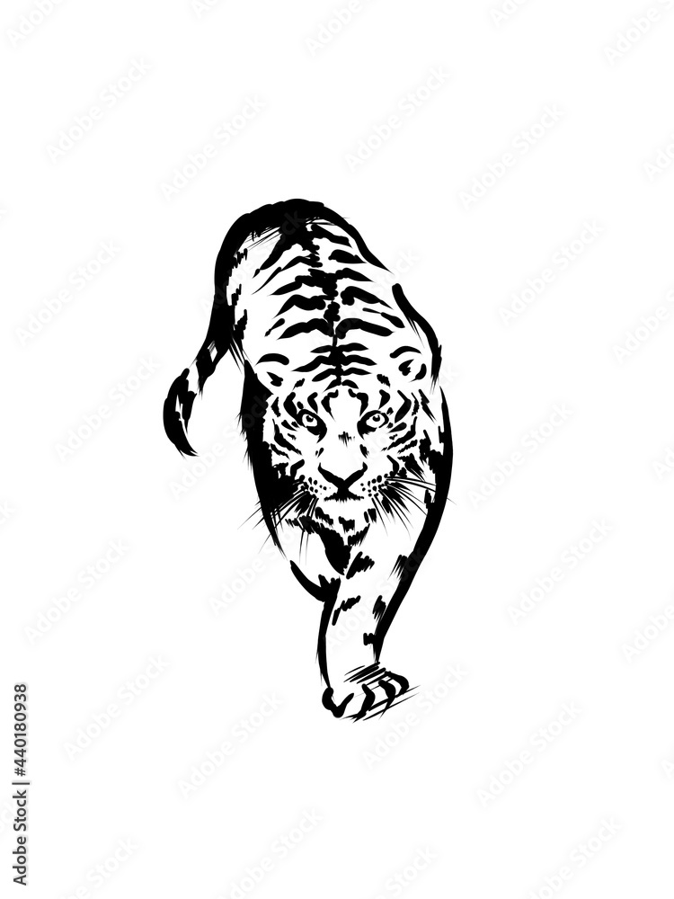Fototapeta premium 手描き線画の虎