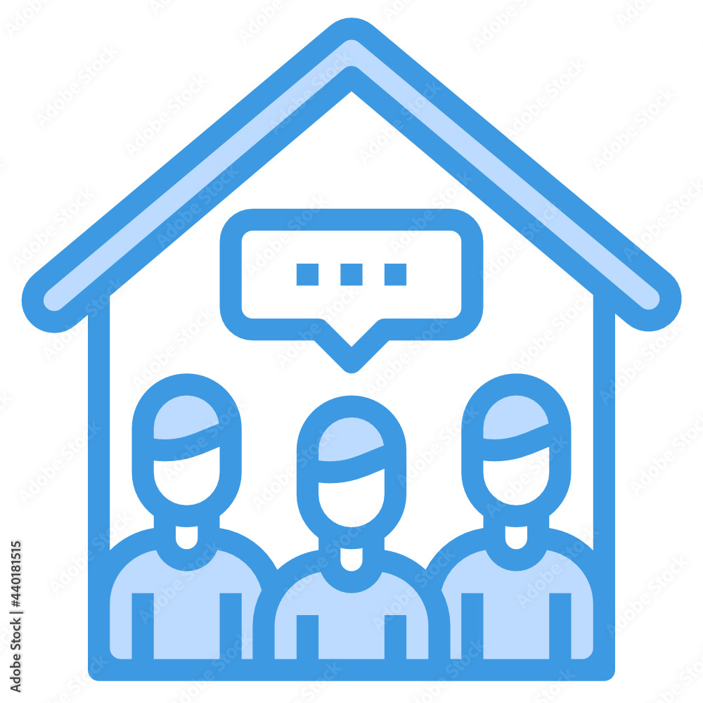 Fototapeta premium Chat blue outline icon