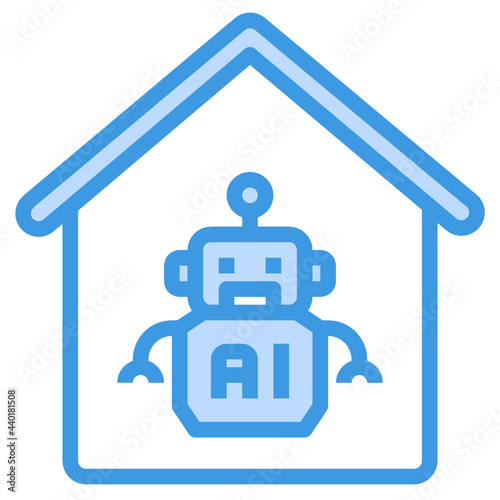 Artificial Intelligence blue outline icon