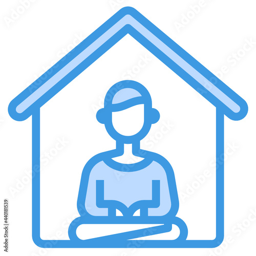 Meditation blue outline icon
