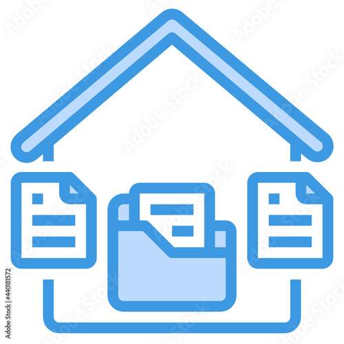 Working At Home blue outline icon