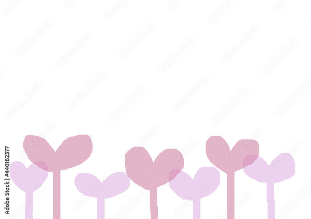 手描きの2色の双葉イラスト ピンク系 Stock Illustration Adobe Stock