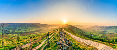 Mam Tor mountain at sunrise in Peak District 