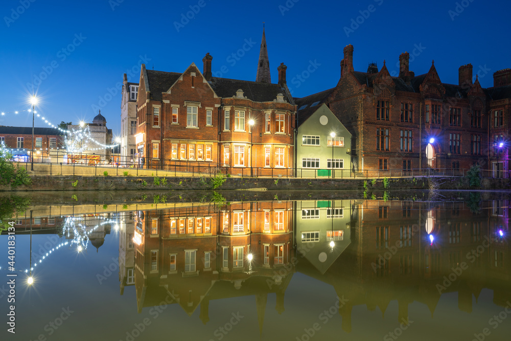 Bedford town Riverside architecture on the Great Ouse River. England