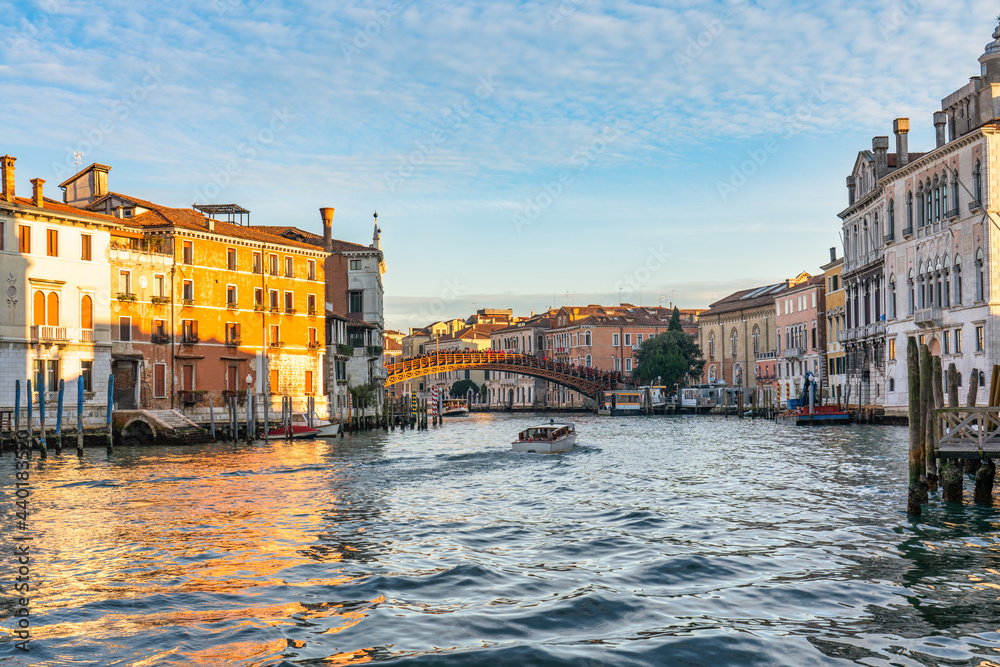Grand Canal at sunset with Bridge Ponte dell Accademia