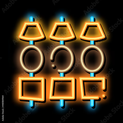 cheese fondue on skewers neon light sign vector. Glowing bright icon cheese fondue on skewers sign. transparent symbol illustration