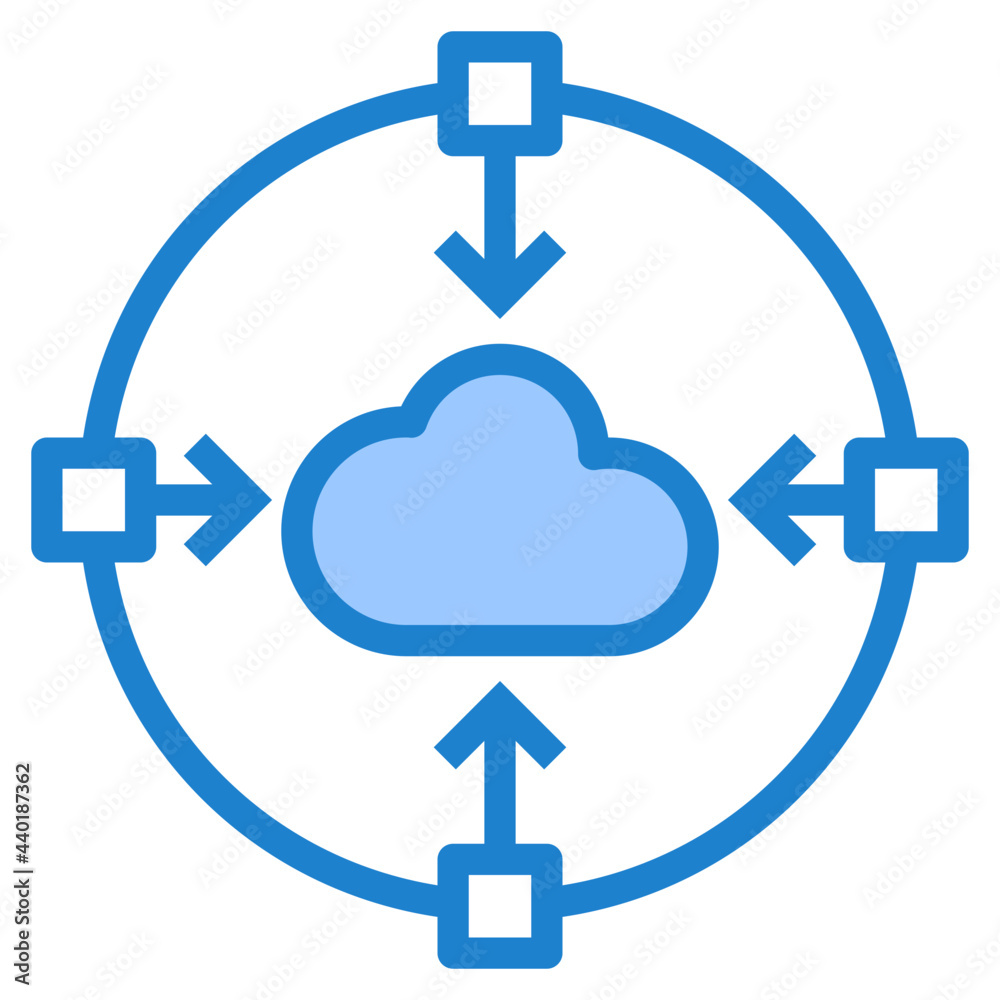 Cloud network blue style icon Cloud network blue style icon