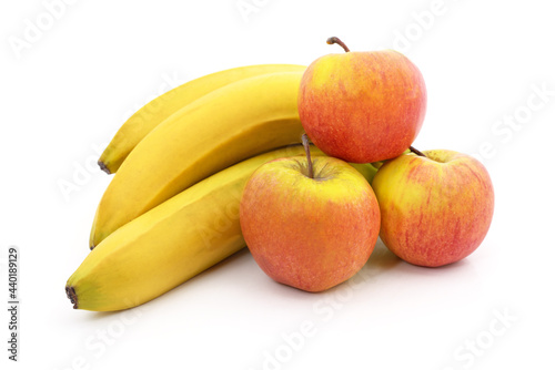 Ripe apples and bananas.