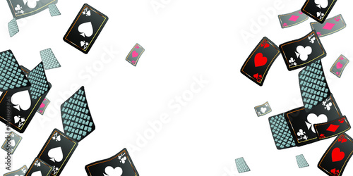 Casino Playing Cards are falling down. Playing Cards rain. Pattern for ads of parties, events in Vegas. Vector illustration in vintage style.