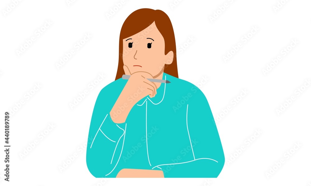 Thinking woman looking. Vector flat illustration Thinking woman looking. Vector flat illustration