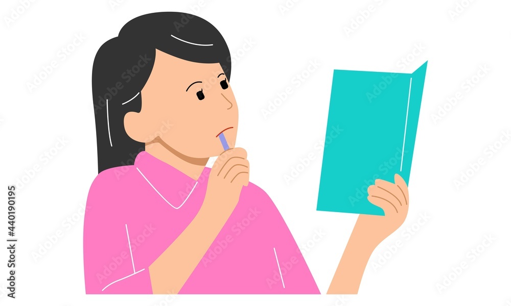 Girl reading book. Flat illustration isolated on white background Girl reading book. Flat illustration isolated on white background