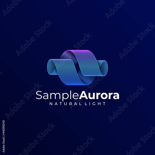 Vector Logo Illustration Aurora Gradient Colorful Style.