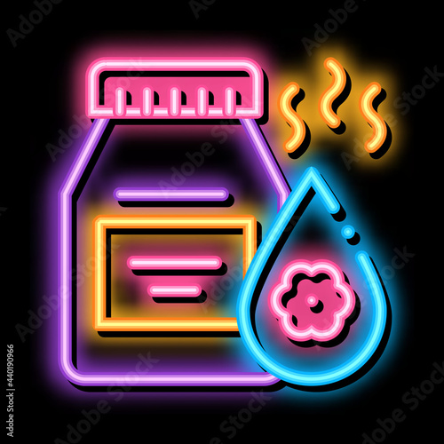 floral elixir bottle neon light sign vector. Glowing bright icon floral elixir bottle sign. transparent symbol illustration