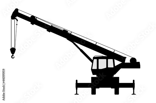 The crane Silhouette on a white background.