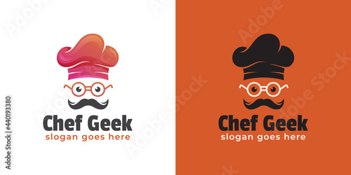 creative logos of master chef or smart chef, geek chef and professional cooking logo design