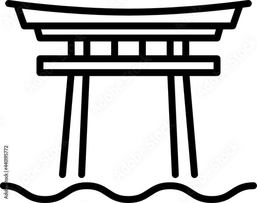 torii gate minimal line icon