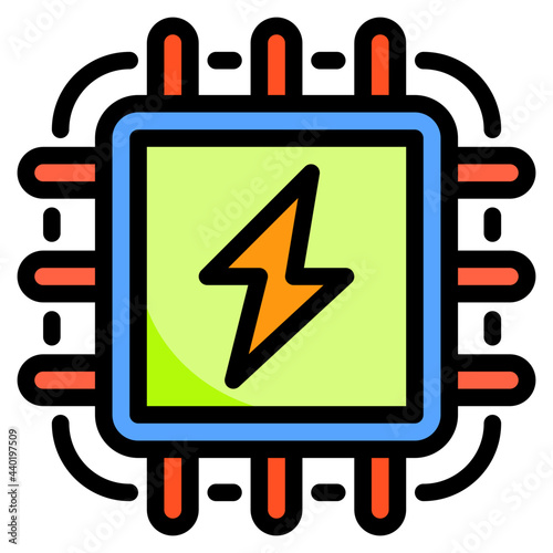 Processing power color line style icon