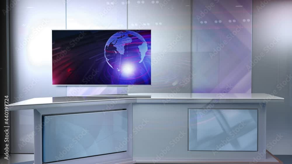 3D Virtual TV Studio News, Backdrop For TV Shows .TV On Wall.3D Virtual News Studio Background, Loop