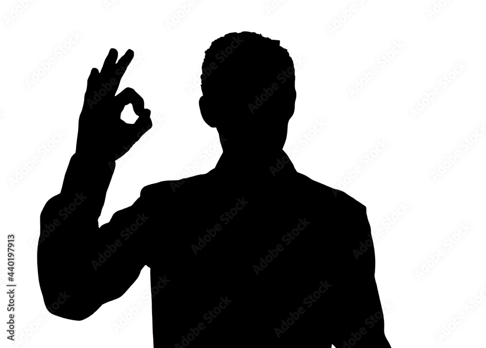 Man covering gesturing OK. I'm fine. Are you okay consent sign and signal that everything is fine or Ok, 3D illustration, 3D rendering