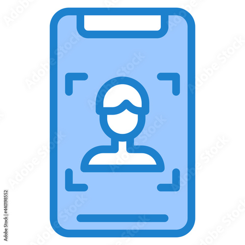 Face detection blue style icon