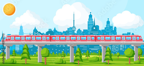 Skytrain and Landscape with Cityscape. photo