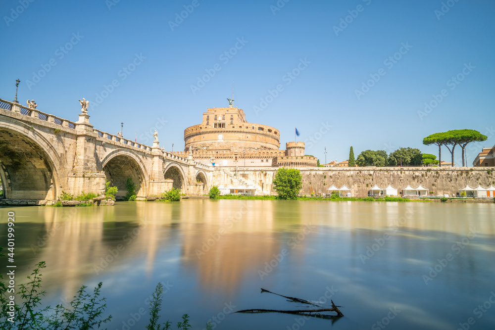 Saint Angel Castle at Tiber river in Rome, Italy 