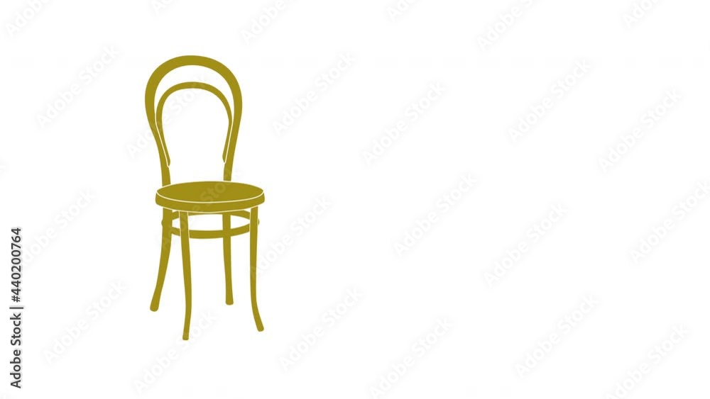 Black bentwood stylish chair appear animation. Luma matte, mask. 2D element. Yellow golden. Black bentwood stylish chair appear animation. Luma matte, mask. 2D element. Yellow golden.