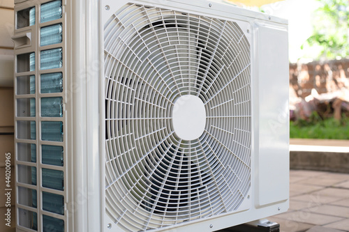 Wallpaper Mural Air condition outdoor unit compressor install outside the house,Condenser unit in central air conditioning systems. Torontodigital.ca