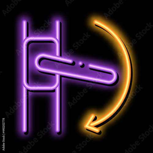 push handle to open window closure neon light sign vector. Glowing bright icon push handle to open window closure sign. transparent symbol illustration