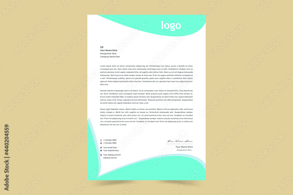 A4 Letterhead Template Vector Design. Corporate letterhead, modern letterhead, Professional, Minimalist, clean and abstract letterhead for you brand identity design. Vector illustration