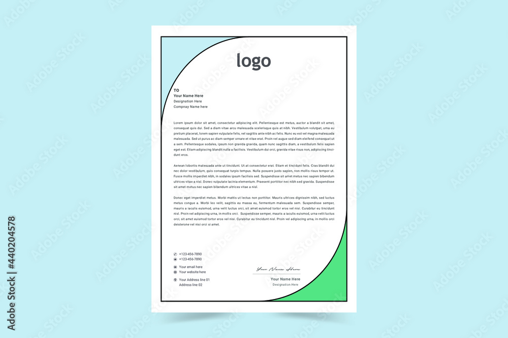 A4 Letterhead Template Vector Design. Corporate letterhead, modern letterhead, Professional, Minimalist, clean and abstract letterhead for you brand identity design. Vector illustration A4 Letterhead Template Vector Design. Corporate letterhead, modern letterhead, Professional, Minimalist, clean and abstract letterhead for you brand identity design. Vector illustration