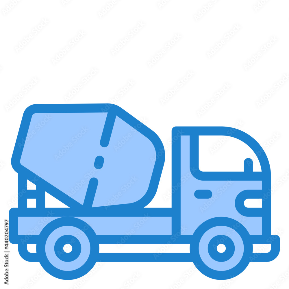 Naklejka premium Concrete mixer blue style icon