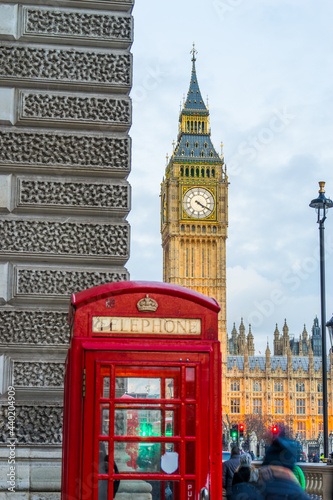 Big Ben clock vertical view from parliament square street in London. England