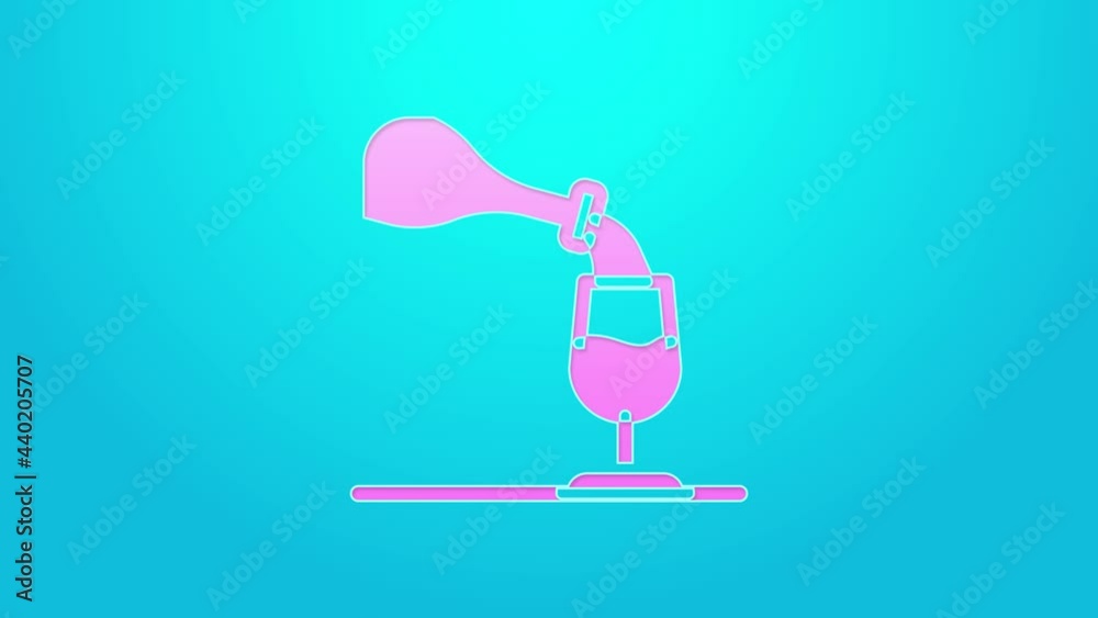 Pink line Wine tasting, degustation icon isolated on blue background. Sommelier. Smells of wine. 4K Video motion graphic animation Pink line Wine tasting, degustation icon isolated on blue background. Sommelier. Smells of wine. 4K Video motion graphic animation