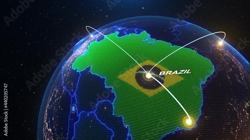 a world map of Brazil, 3d rendering, north america map, Brazil flag, Brazil map,	