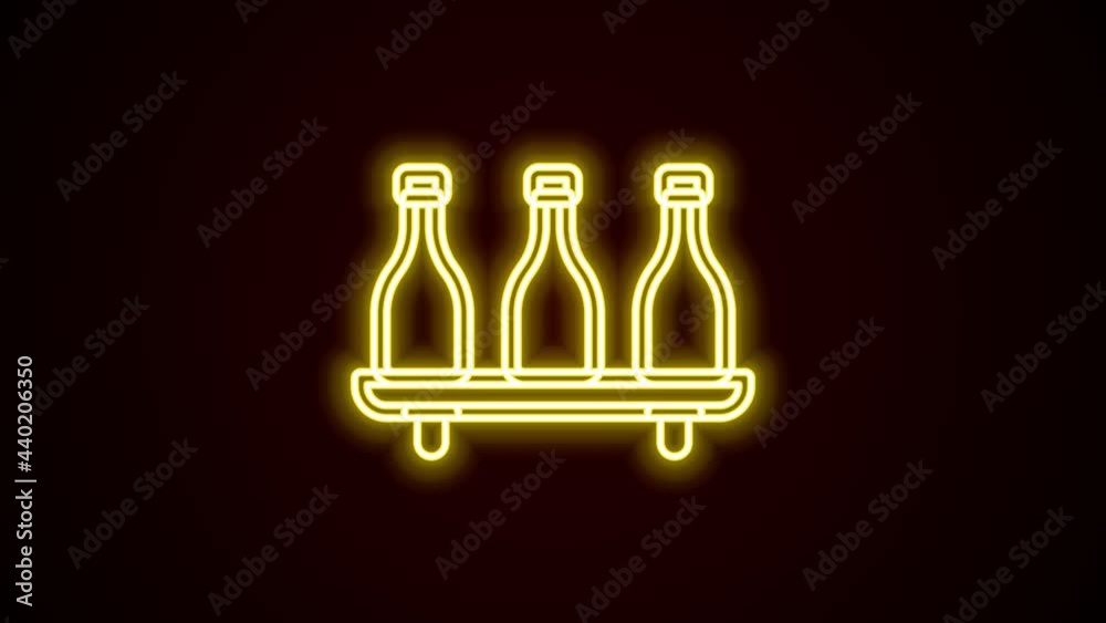 Glowing neon line Bottle of wine icon isolated on black background. Wine varieties. 4K Video motion graphic animation Glowing neon line Bottle of wine icon isolated on black background. Wine varieties. 4K Video motion graphic animation