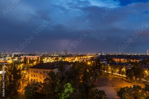 Lightning strike over Kiev in purple.