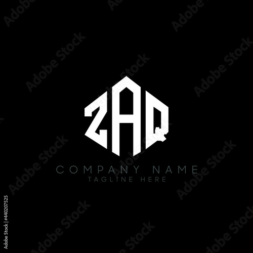 ZAQ letter logo design with polygon shape. ZAQ polygon logo monogram. ZAQ cube logo design. ZAQ hexagon vector logo template white and black colors. ZAQ monogram, ZAQ business and real estate logo. 