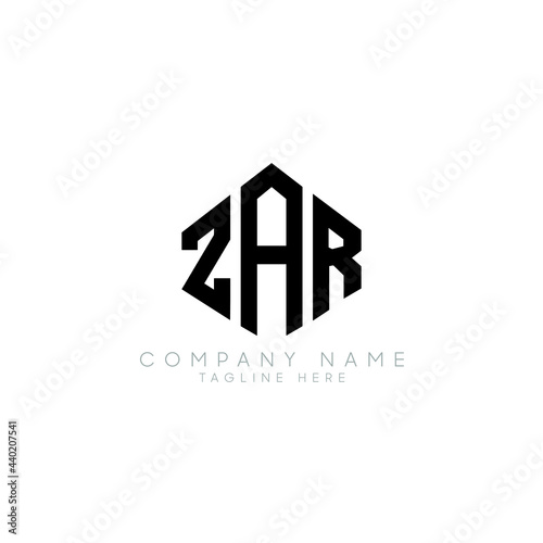 ZAR letter logo design with polygon shape. ZAR polygon logo monogram. ZAR cube logo design. ZAR hexagon vector logo template white and black colors. ZAR monogram, ZAR business and real estate logo.  photo