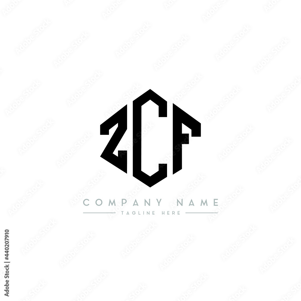 ZCF letter logo design with polygon shape. ZCF polygon logo monogram. ZCF cube logo design. ZCF hexagon vector logo template white and black colors. ZCF monogram, ZCF business and real estate logo. 