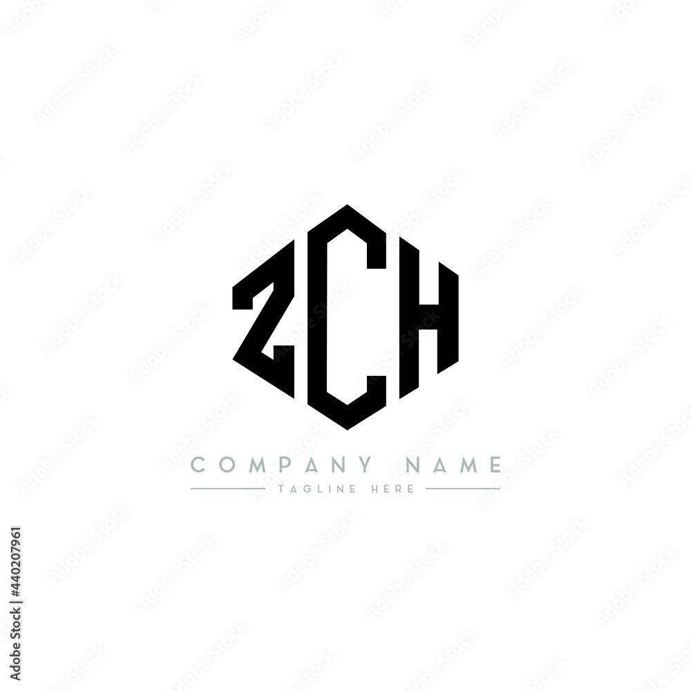 ZCH letter logo design with polygon shape. ZCH polygon logo monogram. ZCH cube logo design. ZCH hexagon vector logo template white and black colors. ZCH monogram, ZCH business and real estate logo. 