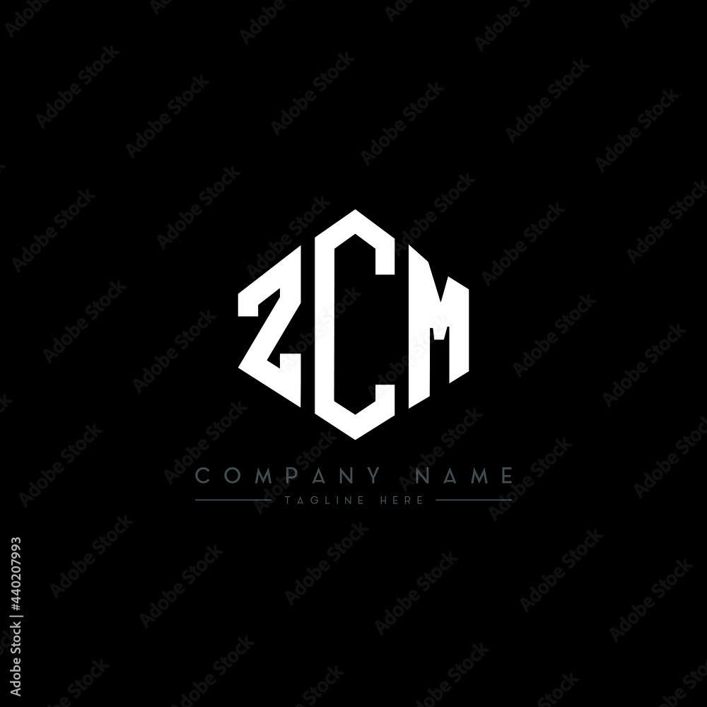 ZCM letter logo design with polygon shape. ZCM polygon logo monogram. ZCM cube logo design. ZCM hexagon vector logo template white and black colors. ZCM monogram, ZCM business and real estate logo. 