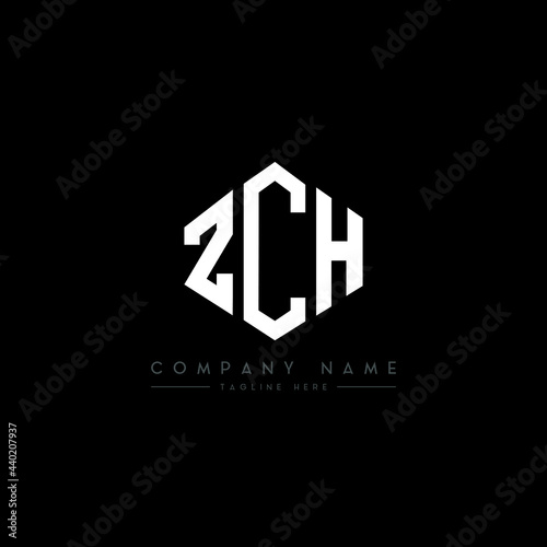 ZCH letter logo design with polygon shape. ZCH polygon logo monogram. ZCH cube logo design. ZCH hexagon vector logo template white and black colors. ZCH monogram, ZCH business and real estate logo. 