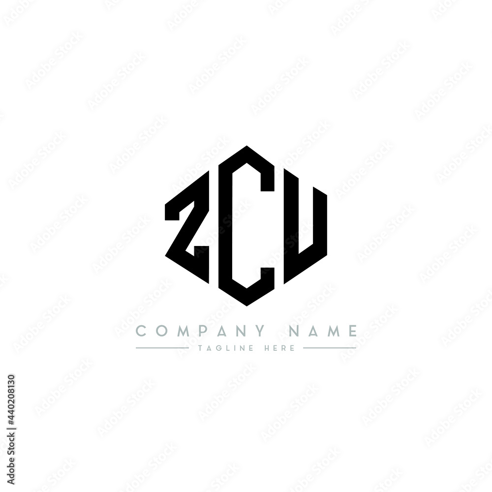 ZCU letter logo design with polygon shape. ZCU polygon logo monogram. ZCU cube logo design. ZCU hexagon vector logo template white and black colors. ZCU monogram, ZCU business and real estate logo. 