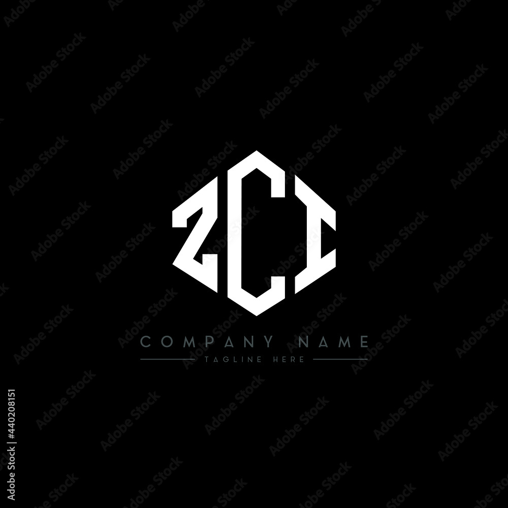 ZCI letter logo design with polygon shape. ZCI polygon logo monogram. ZCI cube logo design. ZCI hexagon vector logo template white and black colors. ZCI monogram, ZCI business and real estate logo. 