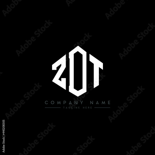ZDT letter logo design with polygon shape. ZDT polygon logo monogram. ZDT cube logo design. ZDT hexagon vector logo template white and black colors. ZDT monogram, ZDT business and real estate logo. 